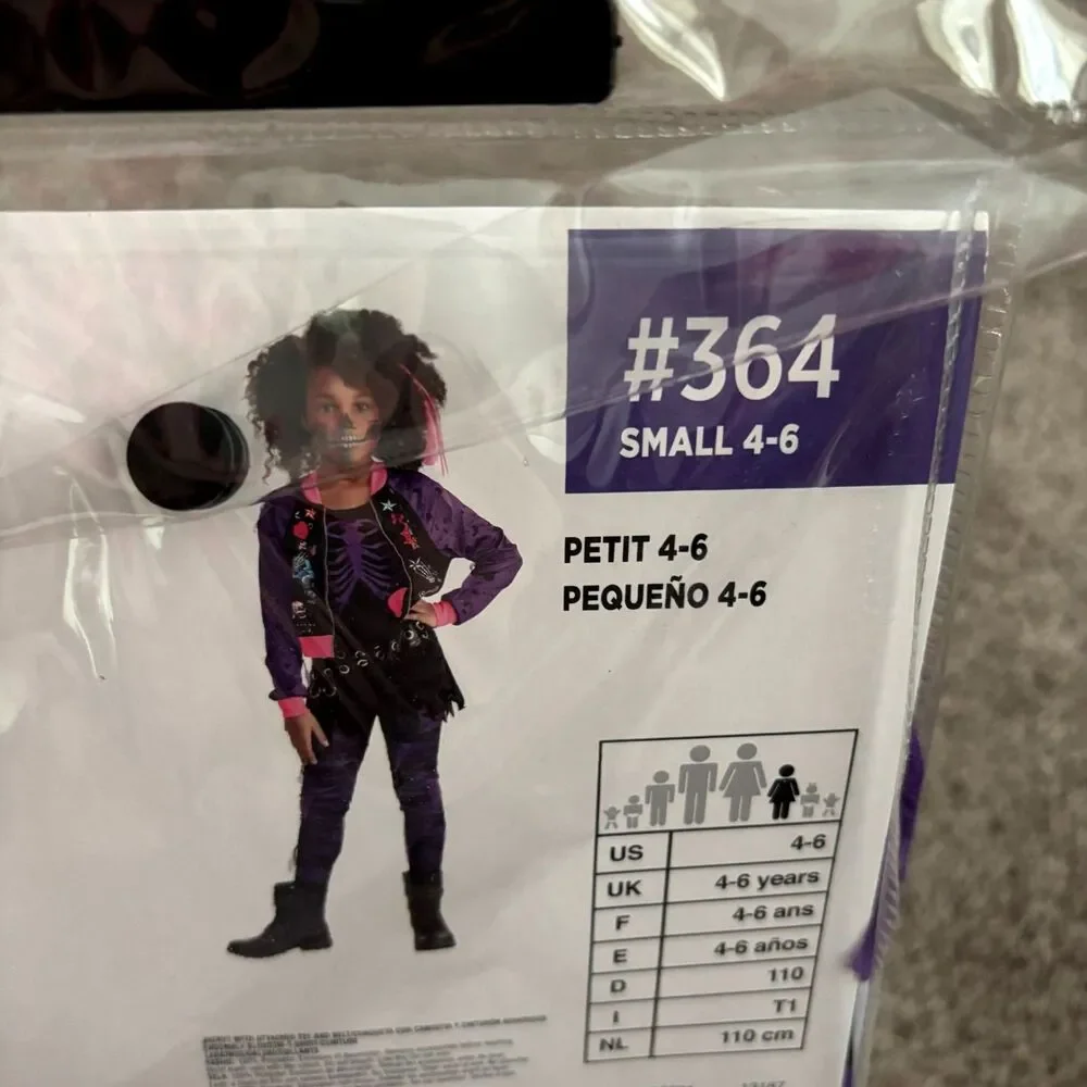 Punk Zombie Halloween Costume Girls Small 4-6 2 Pc Jacket Leggings NIP Purple